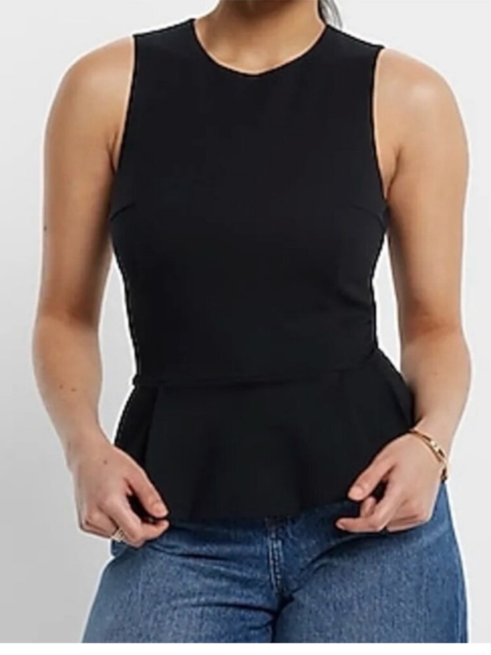 EXPRESS Sleeveless Black Peplum Top